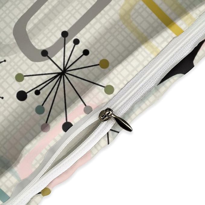 Modern Geometric Bedding Set,Retro Mid Century Colorful Diamond Abstract Geometric Vintage 60s 70s Pattern Comforter Set with Pillowcase for Bedroom Bed Decor,Twin 86"x70"