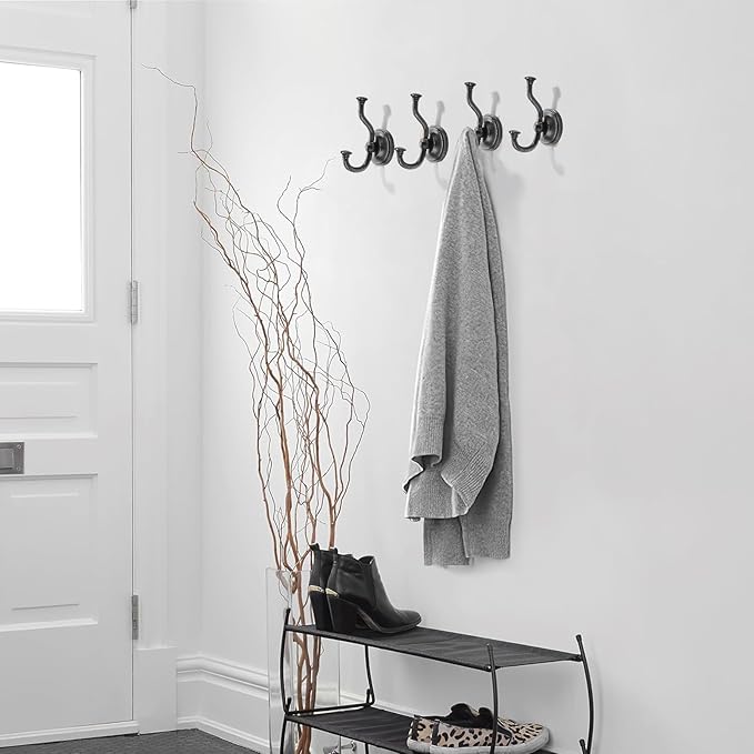 khtumeware 1 Pack 4-1/2 inch Zinc Alloy Oil Rubbed Bronze Large Coat Hooks Suitable for Tile, Wood Board, Glass Walls, Bathroom, Entrance Hall, Kitchen, Multi-Functional Venetian Robe Hooks