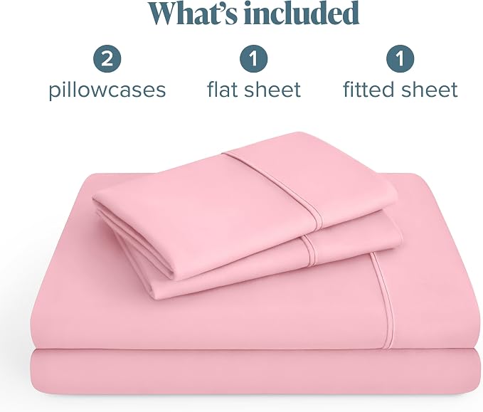Bare Home Full Sheet Set - 1800 Ultra-Soft Microfiber Full Bed Sheets - Double Brushed - Deep Pockets - Easy Fit - 4 Piece Set - Bedding Sheets & Pillowcases (Full, Light Pink)
