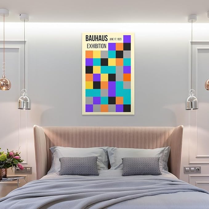 FideMm Bauhaus Print Poster,colours Poster,Abstract Art,Minimalist,Stylish Mid Century Art Poster for Room Aesthetics Canvas Wall Art Poster And Print Frame-style 16x24inch(40x60cm)