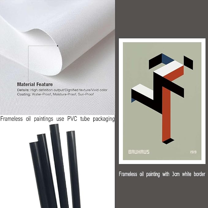 Canvas Painting Wall Mural Print Bauhaus Print 1919 Exhibition Poster Running Man Geometric Decor Modern Minimalist Abstract Sage Green Wall Art Modern Art Decoration for Living Room Bedroom and Office 20x30inch without Frame