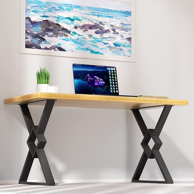 Metal Table Legs - 28x24 inch, Diamond-Shape Black, Heavy Duty for Dining/Desk/Office/Computer - Set of 2