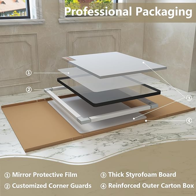 OKPAL Black Bathroom Mirror for Wall, 55X30 Inch Bathroom Vanity Mirror for Over 2 Sink, Metal Frame Rectangle Mirror, Rounded Corner, Anti-Rust, Shatterproof