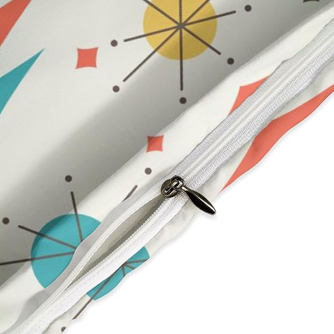 Mid Century Modern Bedding Set,1950s 1960s Vintage Abstract Atomic Stars Geometric Diamond Pastel Pattern Comforter Set with Pillowcase for Bedroom Bed Decor,Full 79"x90"