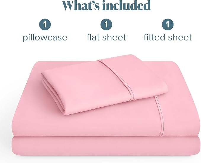 Bare Home Twin Sheet Set - 1800 Ultra-Soft Microfiber Twin Bed Sheets - Double Brushed - Deep Pockets - Easy Fit - 3 Piece Set - Bedding Sheets & Pillowcases (Twin, Light Pink)