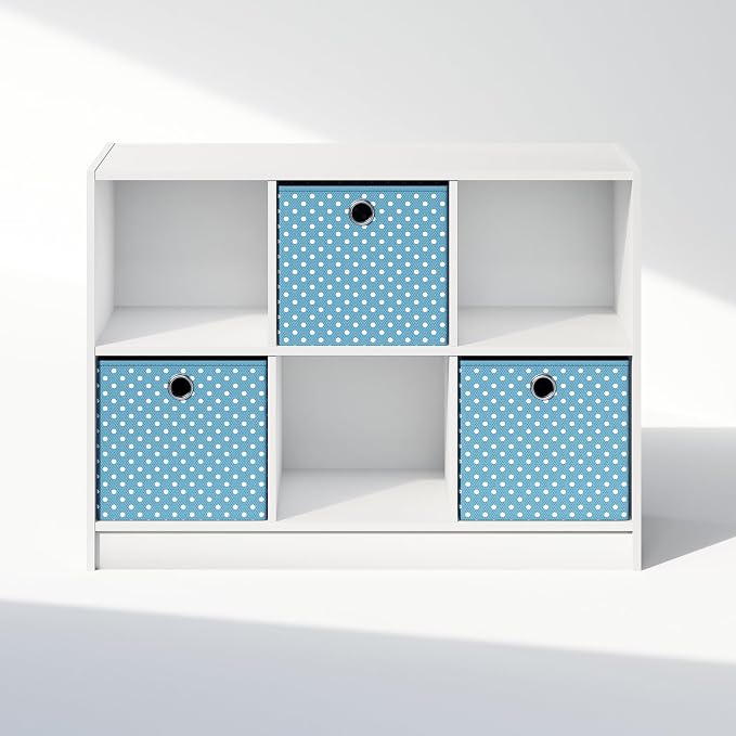 Furinno Cubic Closet Organizers and Storage, 6-Cube Closet Organizer with Bins, Open Shelf Storage, for Wardrobe, Bedroom, Living Room, White