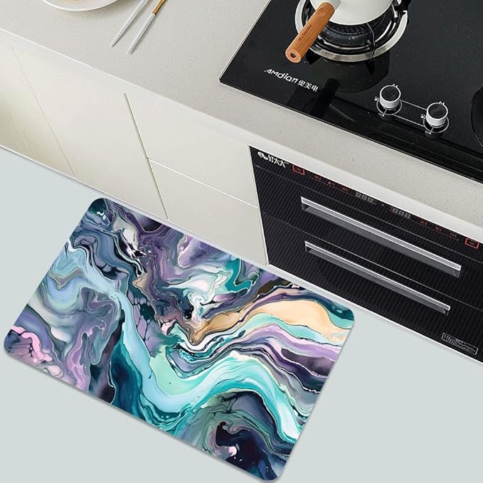 Bath Mat Rug,Cool colors abstract marble Non Slip Quick Dry Super Absorbent Thin Bathroom Rugs Fit Under Door-Easy to clean Bathroom Floor Mats-Shower Rug for Shower Sink Bathtub(20" x 31"In)