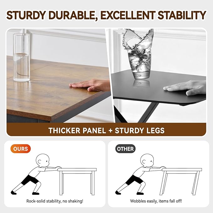 Computer Desk Without Drawer, 32 Inch Home Office Work Desks, Modern Writing Study PC Desk Gaming Table for Small Place Bedroom (Rustic Brown