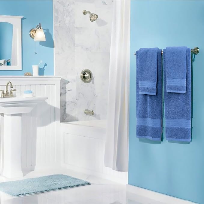 COZYART Denim Blue Bath Towel Set, Turkish Cotton Hotel Large Towel Bulk for Bathroom, Thick Bathroom Sets of 6 with 2 Bath Towels, 2 Hand Towels, 2 Washcloths, 650 GSM