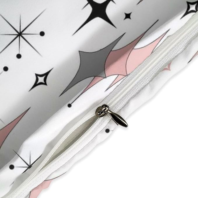 Mid Century Comforter Set for Girls,Modern Pink Grey Abstract Atomic Geometric Pattern Retro 1950s 1960s Style Bedding Set with Pillowcase for Bedroom Bed Decor,Full 79"x90"
