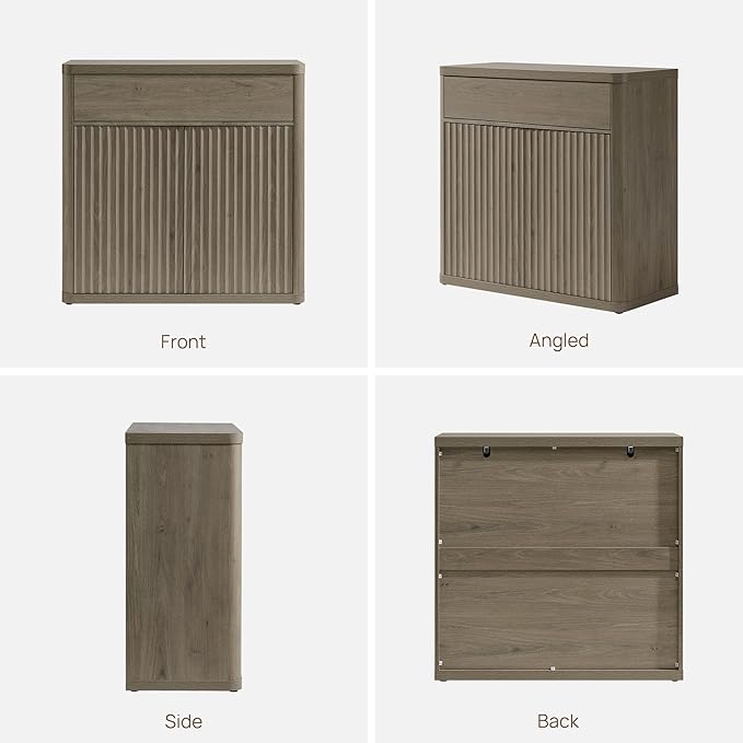 SICOTAS Buffet Cabinet with Storage - Accent Fluted Storage Cabinet with 4 Doors & 2 Drawers Sideboard Credenza Buffet Table Console Cabinets for Living Room Kitchen Dining Room Entryway Office