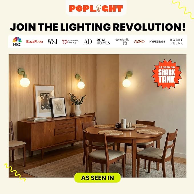 Wireless Wall Sconce (Shark Tank) Rechargeable & Dimmable LED Light w/App Control & Damage-Free Install, Moveable Modern Ambient Lighting for Elegant Home & Bedroom Decor | Sage Green