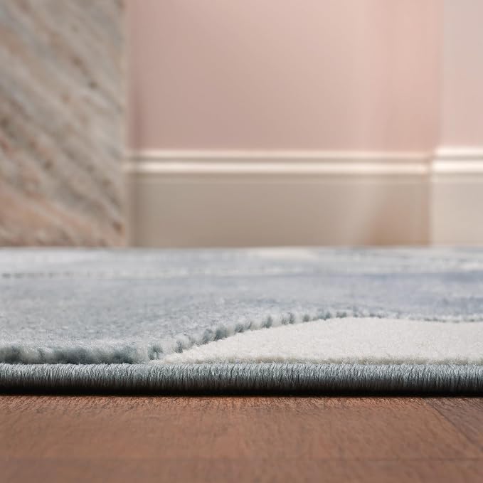 JONATHAN Y Sun Two-Tone High-Low Runner Rug 2X8 Blue/White, Aelius MidCentury Scandinavian Abstract for Living Room, Bedroom, Kitchen, Easy-Cleaning, Pet-Friendly, Non-Shedding SND101C-28