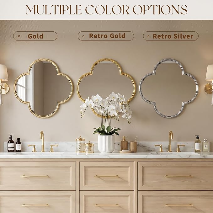 Uniclinens Gold Decorative Mirror 31.5" - Large Wall Mirror Decor with Metal Frame, Ideal for Entryway, Fireplace, Living Room, Hallway, Bathroom