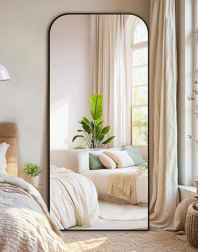 Delma Full Length Mirror, 65" x 30" Wall Mounted Large Floor Mirror with Aluminum Frame for Bedroom, Living Room, Bathroom, Hanging or Leaning