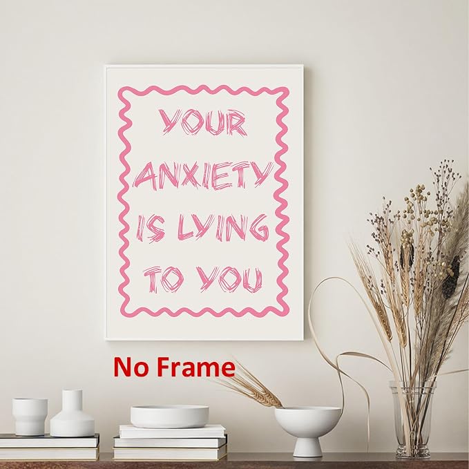 Haruhiart Retro Pink Motivational Wall Art Retro Trendy Posters Pink Preppy Painting Aesthetic Inspirational Wall Art Preppy Aesthetic Pictures Modern Trendy Girls Posters 16x24inch Frameless