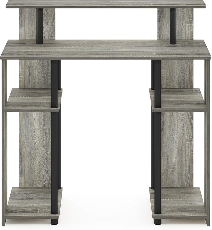 Furinno JAYA Simple Design Computer Writing Desk, French Oak Grey/Black