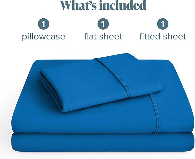 Bare Home Twin XL Sheet Set - 1800 Ultra-Soft Microfiber Twin Extra Long Bed Sheets - Double Brushed - Deep Pockets - Easy Fit - 3 Piece Set - Bedding Sheets & Pillowcases (Twin XL, Medium Blue)