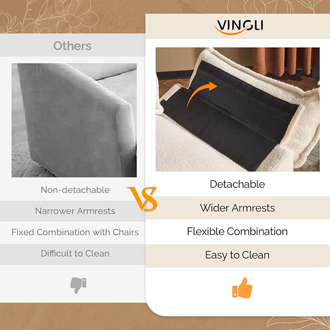VINGLI Cloud Teddy White Single Chair with Armrest