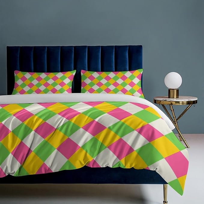 Rainbow Duvet Cover Set, Rainbow Lines Pattern Spectrum of Colors Abstract Art Decorative,Aesthetic Abstract Art Bedding 3 Piece (1 Duvet Cover 86"x70" + 2 Pillow Sham 20"x30")