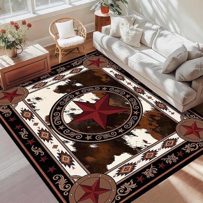 Vintage Star Rugs Non Slip Rustic Farmhouse Floor Mat Washable Carpet for Entryway Bedroom Living Room Nursery Playroom Classroom Home Decor,2'x3'