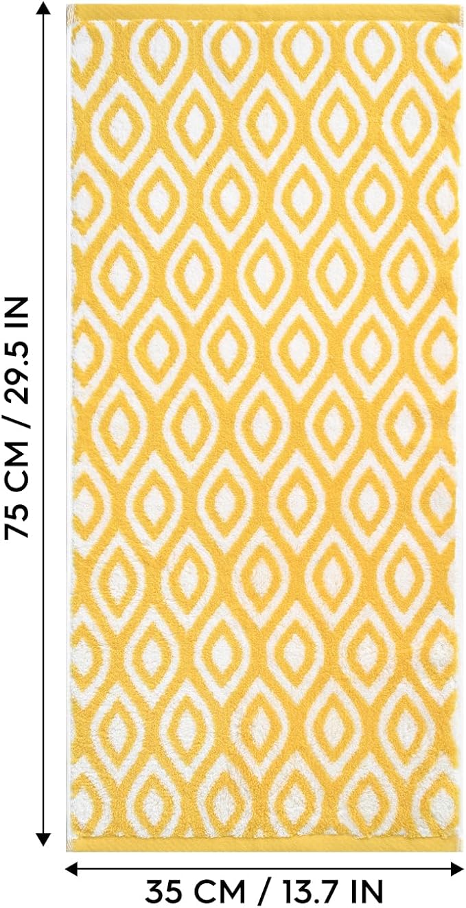 Artoid Mode 2 Pcs Beige Yellow Diamond Grid Jacquard Hand Towels for Bathroom, 100% Cotton Soft Absorbent Bathroom Decor Towels, 13.7 x 29.5 Inch