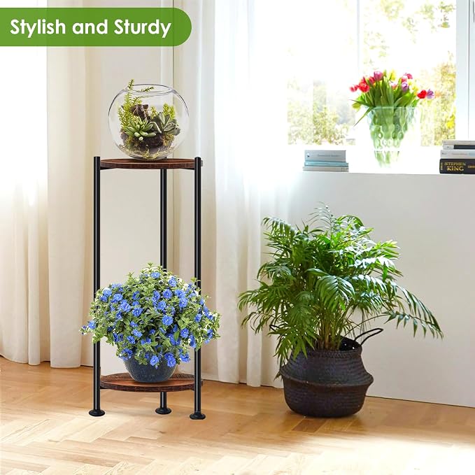 Lilybud--lily Plant Stand Indoor Outdoor, 30'' Tall Plant Stands for Indoor Plants, Heavy Duty Indoor Plant Shelf, 2 Tier Flower Stand for Living Room, Balcony, Deck