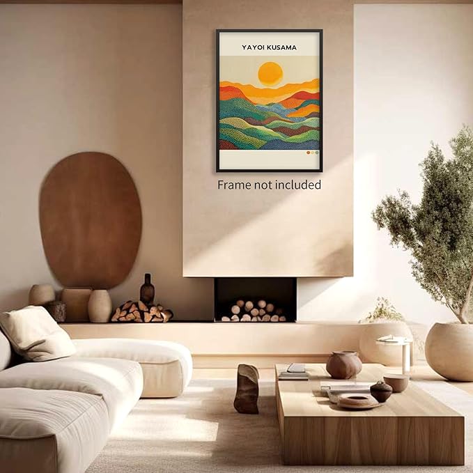 Yayoi Kusama1986 Wall Art Japanese Gallery Exhibition Wall Decor Yayoi Kusama Poster Abstract Landscape Canvas Print for Japanese Home Bedroom Decorations Artwork12x16in Unframed