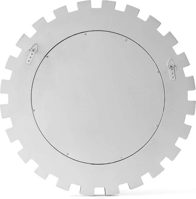 SHYFOY 23.6" Silver Sunburst Wall Mirror, Large Round Beveled Decorative Wall Mirror, Modern Art Deco Accent Mirror for Living Room, Bedroom, Entryway