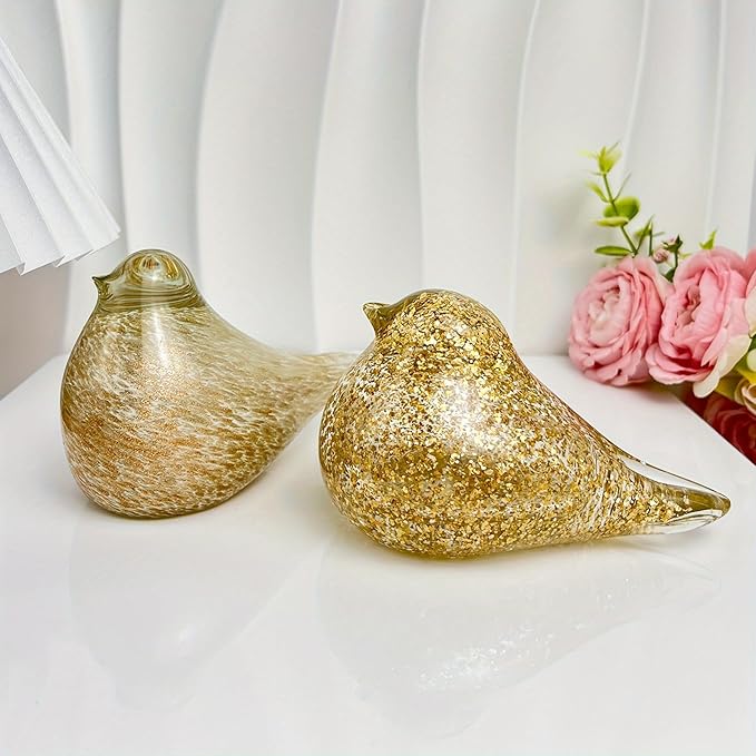 Glass Bird Decor Crystal Bird Sculpture Nature-Themed Home Accents Figurines Ornament Modern Art Living Room Shelves Tabletops
