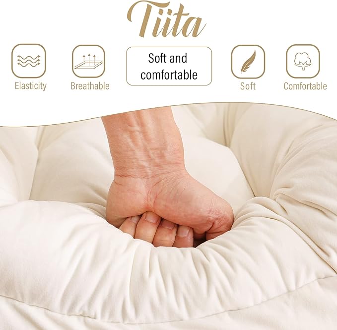 Tiita Modern Large Accent Lounge Lazy Chair, Leisure Sofa Reading Armchair with Ottoman, Footrest for Bedroom, Living Room, Dorm Rooms, Garden