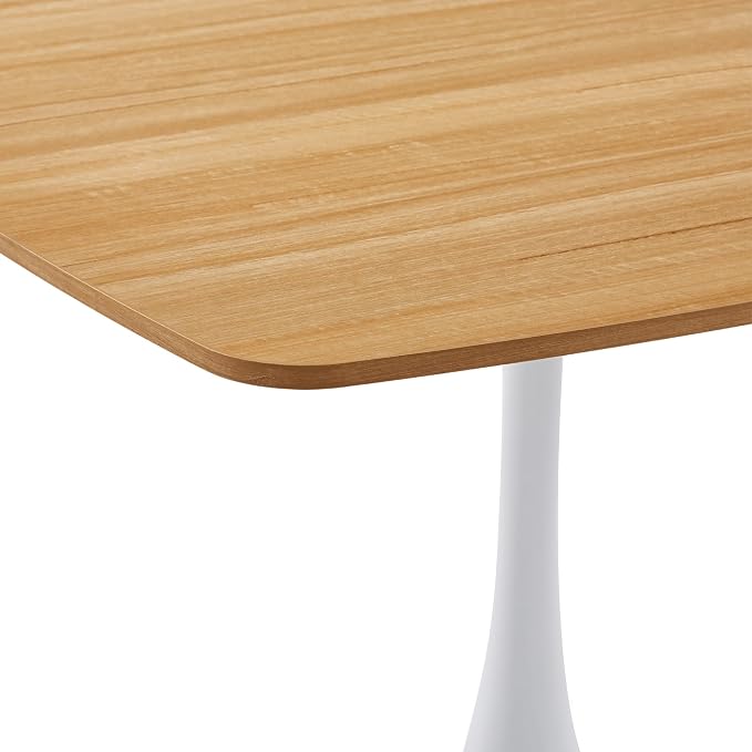 42 Inch White and Oak Square Dining Table for 4-6 Person,Mid-Century Oak Tulip Table Kitchen Dining Table with MDF Tabletop and Pedestal Base for Home Kitchen
