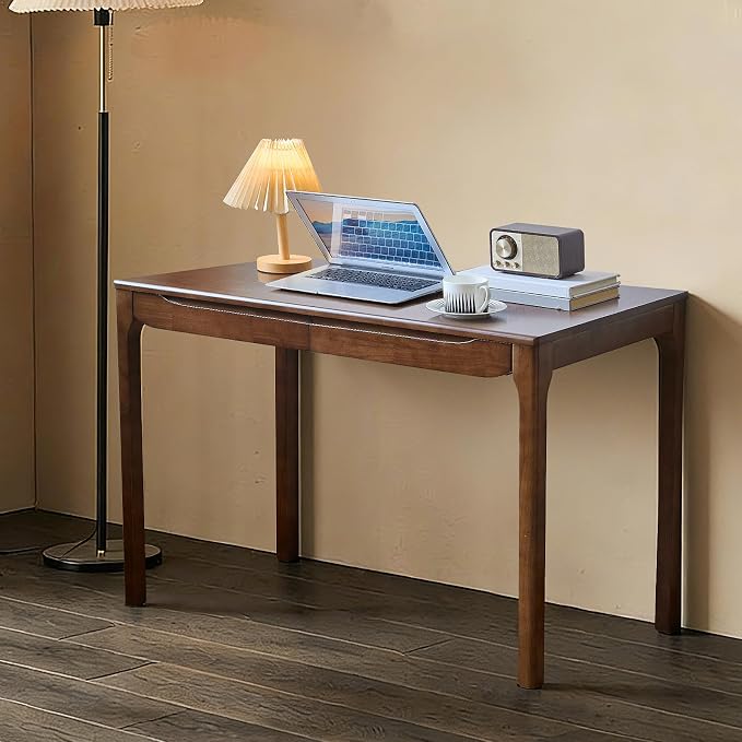 Widen Solid Wood Desk with Drawers,47"X24" Wood Writing Desk for Small Space,Student Computer PC Desks,Home Desks for Work,Gaming Study Desk for Bedroom Escritorios Desk Table (Walnut, 47”)