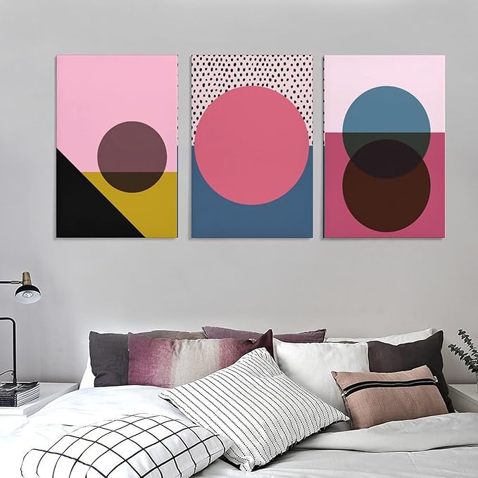 9W Bauhaus Poster Abstract Canvas Wall Art Set of 3 Modern Boho Decor For Bedroom Livingroom Frame-style 20x30inch(50x75cm)