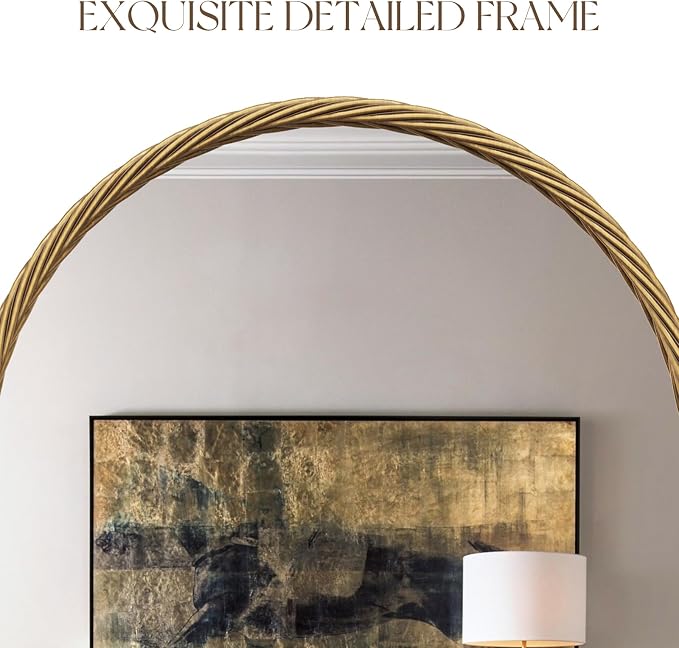 Uniclinens Vintage Arched Mirror Decor - Large Antique Gold Mirror Decor with Twisted Rope Metal Frame,Antique Mirror for Fireplace, Living Room, Hallway, Bathroom,Entryway, 24"X36"