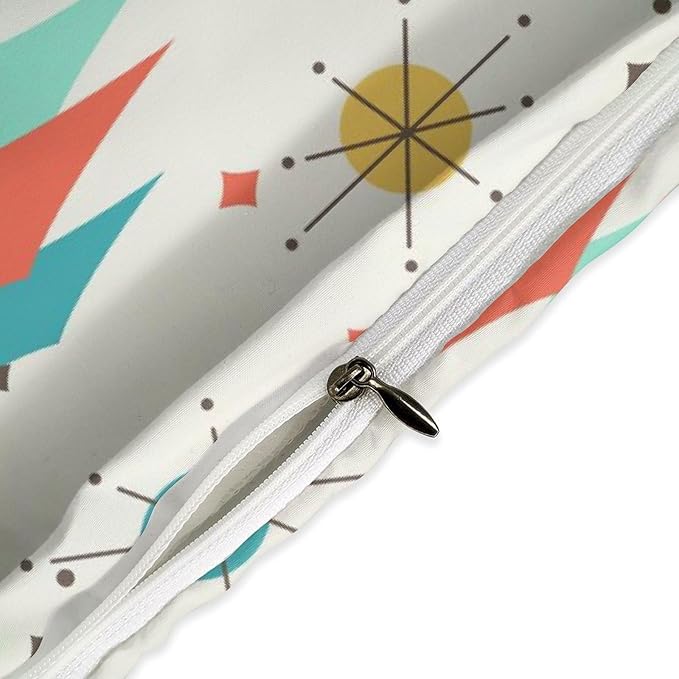 Mid Century Modern Bedding Set,1950s 1960s Vintage Abstract Atomic Stars Geometric Diamond Pastel Pattern Comforter Set with Pillowcase for Bedroom Bed Decor,Twin 86"x70"