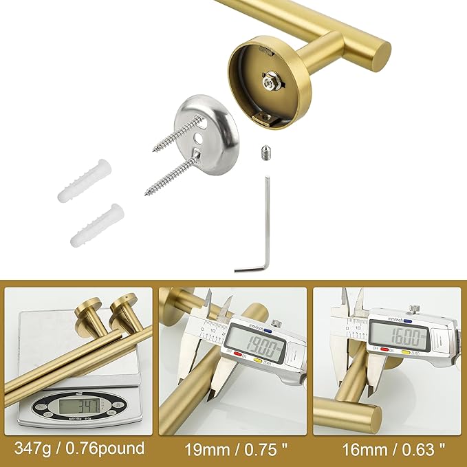 SAYAYO Towel Racks for Bathroom, 24 Inch Towel Bar Brushed Gold, Towel Rod Towel Holder Wall Mount SUS304 Stainless Steel (26 Inch Total Length)