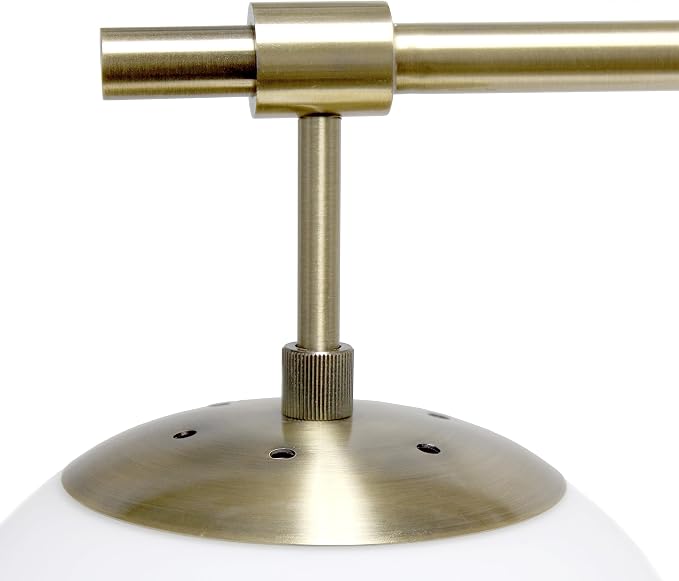Elegant Designs LT2115-ABS 21" Mid Century Modern White Glass Globe Shade Table Desk Lamp with Antique Brass Arm and Marble Base for Study, Living Room, Bedroom, Entryway, Antique Brass