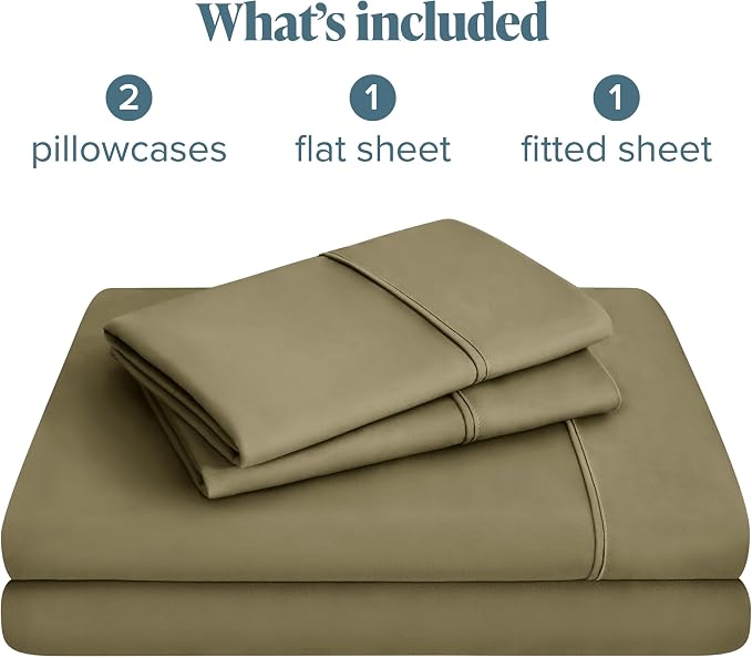 Bare Home Full XL Sheet Set - 1800 Ultra-Soft Microfiber Full Extra Long Bed Sheets - Double Brushed - Deep Pockets - Easy Fit - 4 Piece Set - Bedding Sheets & Pillowcases (Full XL, Olive)
