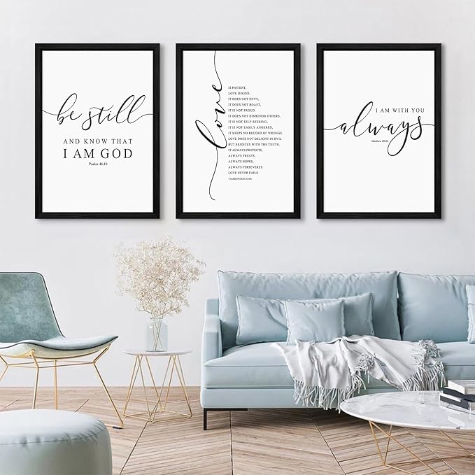 Tanmart Bible Verse Wall Art Decor Scripture Canvas Wall Art Christian Pictures Inspirational Artwork Scripture Bible Verse Posters Christian Paintings for Living Room Bedroom 16x24 Inch Black Framed