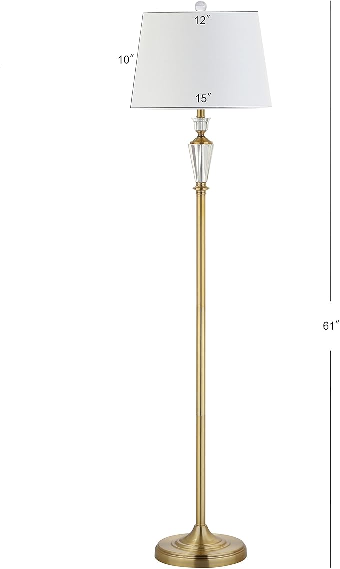 JONATHAN Y JYL2029A Harper 61" Crystal/Metal LED Floor Lamp Contemporary,Transitional,Traditional for Bedrooms, Living Room, Office, Reading, BrassGold/Clear
