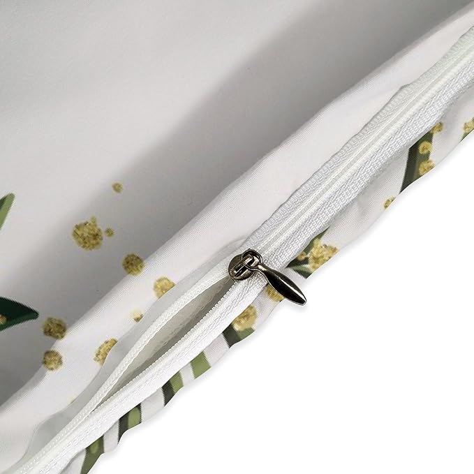 Boho Green Leaf Bedding Set,Abstract Bohemian Mid Century Aesthetic Comforter Set,Modern Simple Minimalist Geometric Plant Botanical Palm Leaf Bed Sets,Queen 90"x90"