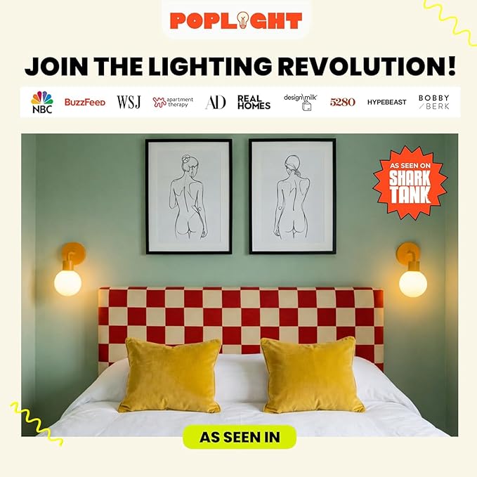Wireless Wall Sconce (Shark Tank) Rechargeable & Dimmable LED Light w/App Control & Damage-Free Install, Moveable Modern Ambient Lighting for Elegant Home & Bedroom Decor | Marigold