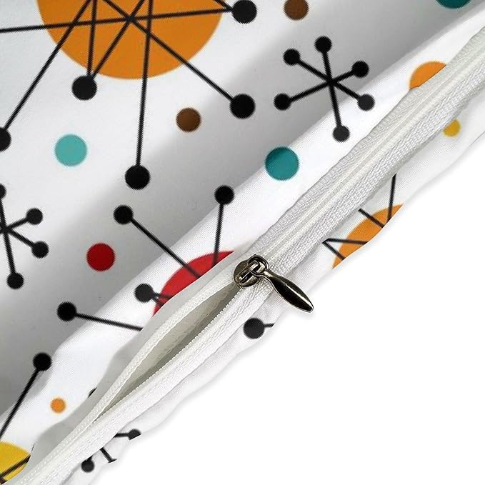 Mid Century Bedding Set,Modern Geometric Atomic Abstract Iconic Pattern 1950s 1960s Retro Style Comforter Set with Pillowcase for Bedroom Bed Decor,Full 79"x90"