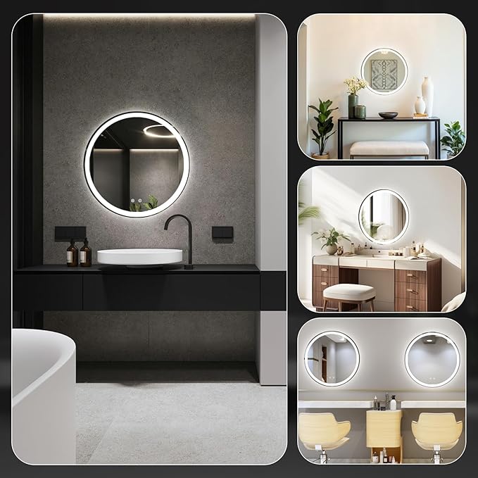 NEWBULIG Wall Mirror, Bathroom Mirror for Over Sink, Matte Metal Framed Vanity Mirror, Wall Decor for Bedroom, Tempered Glass