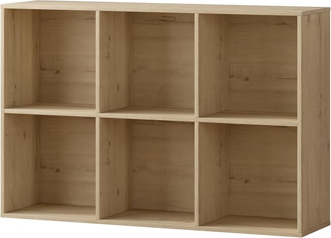 6 Cube Storage Organizer, Wooden Cube Shelves with Closed Back Panel, Reversible Bookcase, Cubes Closet Organizer for Home, Living Room, Kids Room, Office, Bedroom, Study, Hallway