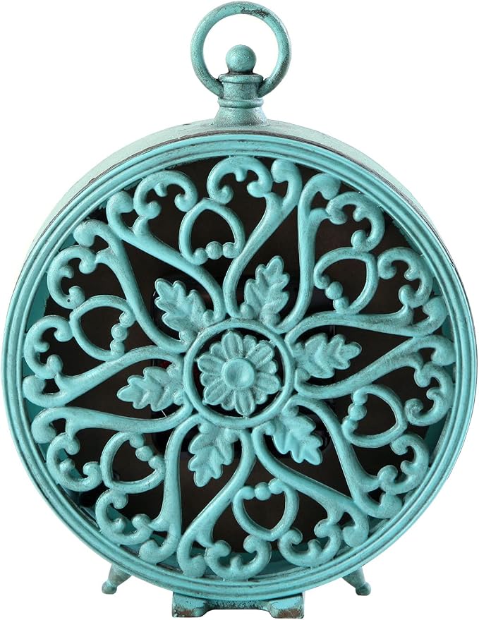 NIKKY HOME Antique Table Clock Silent Non-Ticking, Shelf Desk Top Clock Battery Operated Rustic Distressed Design, Shabby Chic Home Decor for Fireplace Mantel, Desktop, Countertop- Green