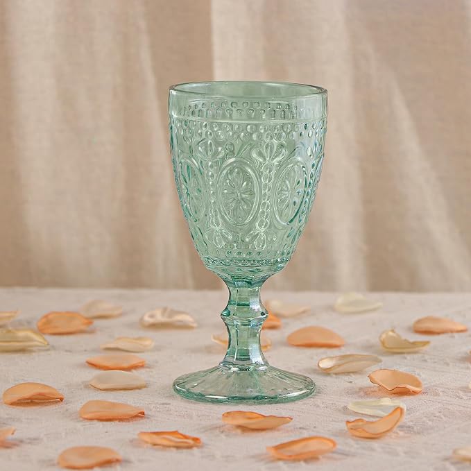 abrwyy Green Wine Glasses set of 4, Green Goblets, Vintage Drinking Glassware, Colored Glassware Set for Party Home Wedding Baby Shower