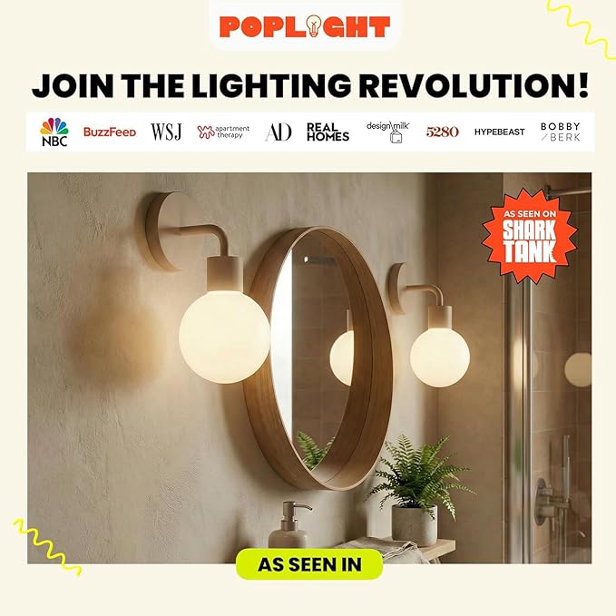 Wireless Wall Sconce (Shark Tank) Rechargeable & Dimmable LED Light w/App Control & Damage-Free Install, Moveable Modern Ambient Lighting for Elegant Home & Bedroom Decor | Mushroom