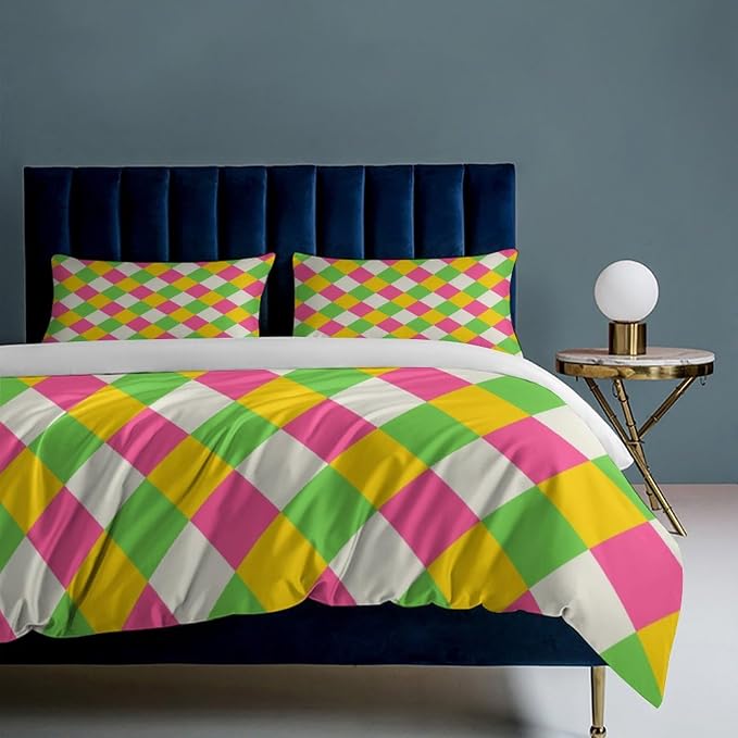 Rainbow Duvet Cover Set, Rainbow Lines Pattern Spectrum of Colors Abstract Art Decorative,Aesthetic Abstract Art Bedding 3 Piece (1 Duvet Cover 79"x90" + 2 Pillow Sham 20"x30")